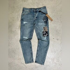 KSUBI CASUBI MID-RISE PATCHES JEANS